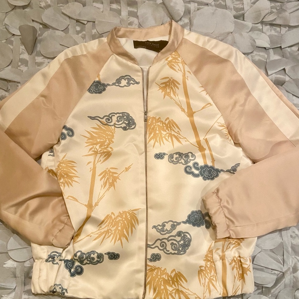New women’s silky Asian influenced bomber jacket.